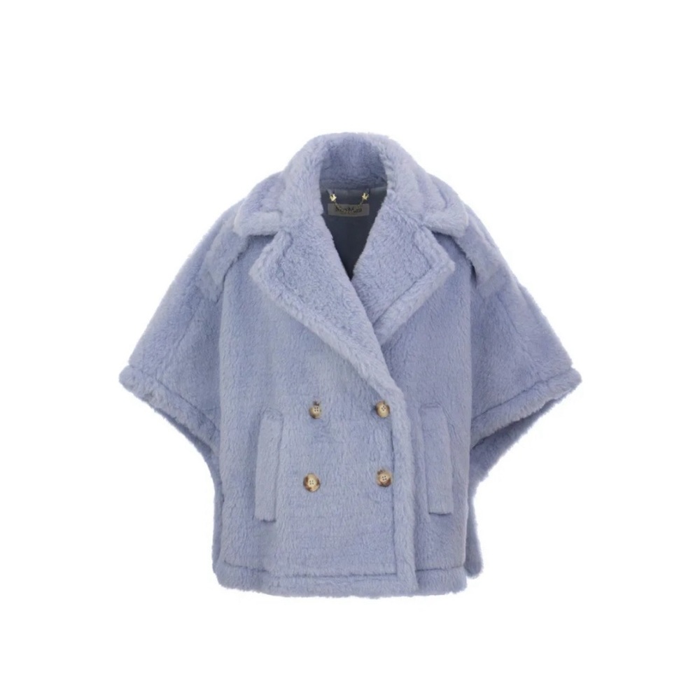 Max Mara baby blue alpaca teddy poncho